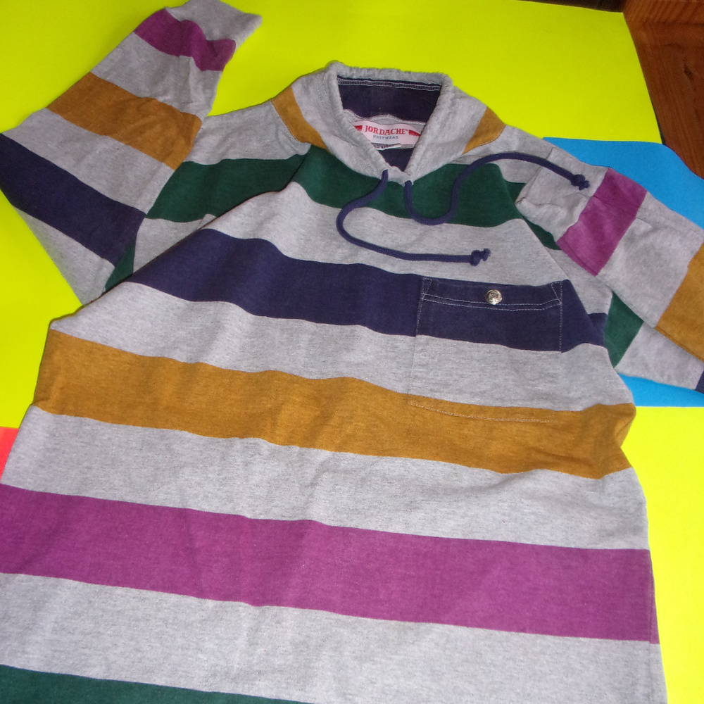 Vintage Jordache Knitwear drawstring tee, stripes